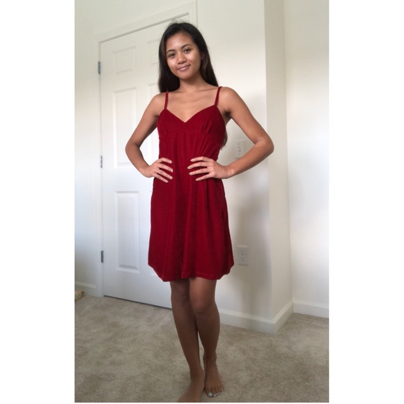 Zara Red Velvet Babydoll Dress - Picture 3 of 4